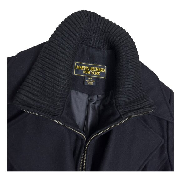 MARVIN RICHARDS Wool Blend Luxury vintage Business Winter Pea Coat Womens Medium - Picture 4 of 6